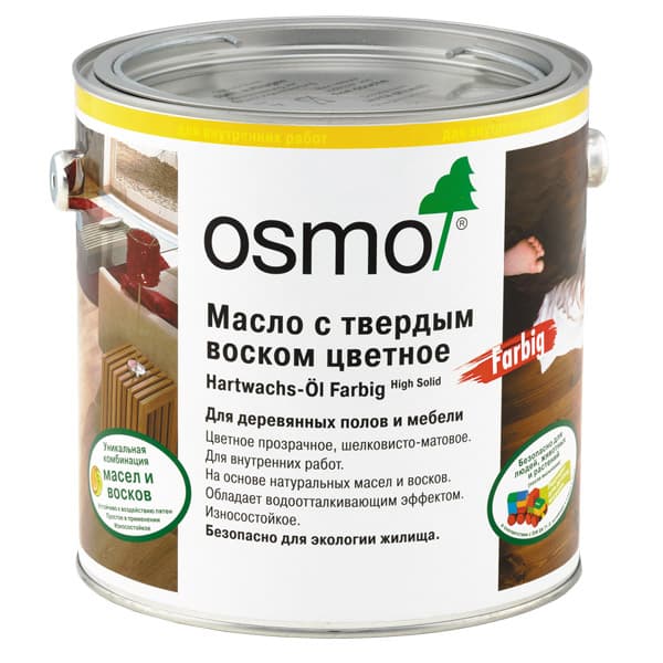 Масло с твердым воском Цветное Osmo Hartwachs-Öl Farbig 3040 Белое Саше 5 мл