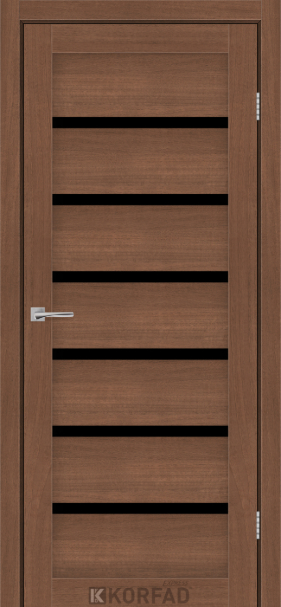Міжкімнатні двері Korfad Express Делмонт 38мм Вільха Гірська скло чорне 700