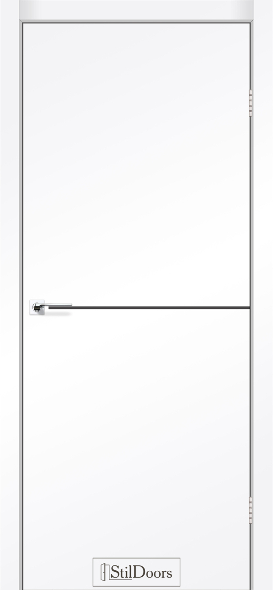 Міжкімнатні двері Stildoors Loft Лофт Алюміній 900 Білий Мат (ПП), молдинг чорний, торець чорний матовий 