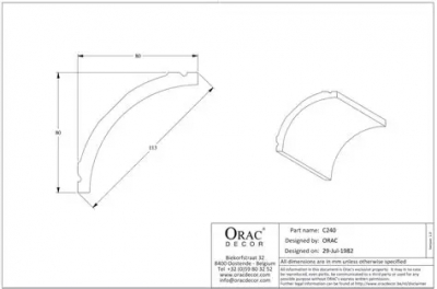 Карниз Orac Decor C240 80х80 мм, 2,0 м, дюрополімер
