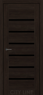 Міжкімнатні двері City Line Express ОSCAR 38мм Лівара 900 Артвуд Шоколад Еко-touch скло чорне