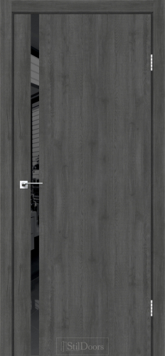 Міжкімнатні двері Stildoors Loft Лофт Гласс 700 Дуб Смокі, чорний матовий торець