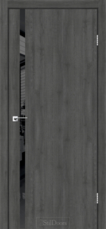 Міжкімнатні двері Stildoors Loft Лофт Гласс 800 Дуб Смокі, чорний матовий торець