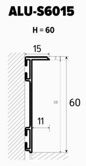 Плінтус прихованого монтажу Kluchuk ALU-S6015 15x60x2700 R9005 Чорний