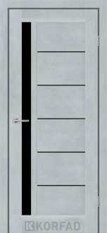 Міжкімнатні двері KORFAD EXPRESS Октавія Цемент Світлий скло ЧОРНЕ 800