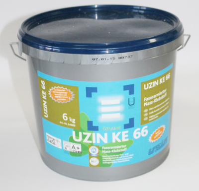 Армированный клей Uzin KE 66 для LVT, SPC, ПВХ и каучуковых покрытий в плитах (6 кг)
