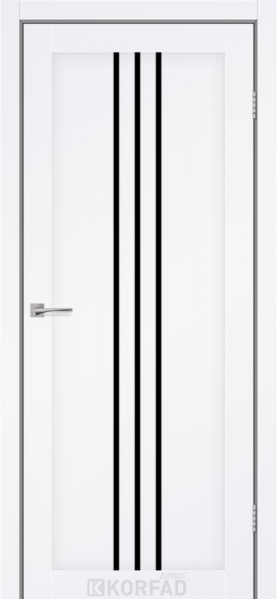 Міжкімнатні двері Korfad Express Стілтон 38мм Білий Мат Кристал скло чорне 600