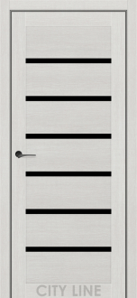 Міжкімнатні двері City Line Express BRAVO 37мм Бруклін 800 Котон Крем Екошпон скло чорне