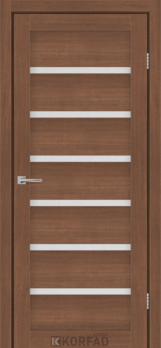 Міжкімнатні двері Korfad Express Делмонт 38мм Вільха Гірська скло сатін 600