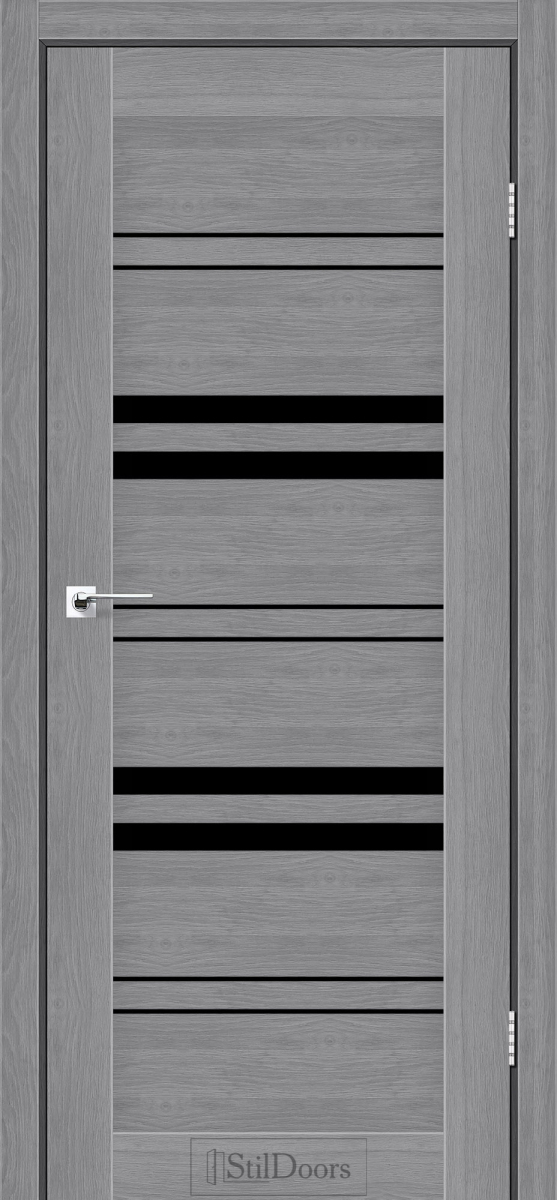 Міжкімнатні двері Stildoors Stil Словенія Дуб Попелястий скло Чорне 800 мм Стіл
