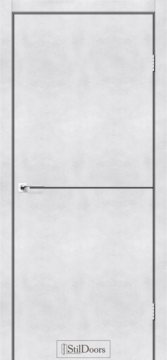 Міжкімнатні двері Stildoors Loft Лофт Алюміній 800 Світлий бетон, молдинг чорний, торець чорний матовий 