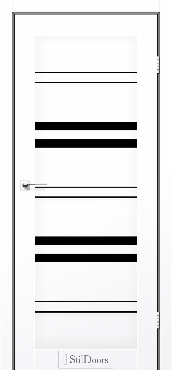 Міжкімнатні двері Stildoors Stil Словенія Білий Мат (ПП) скло Чорне 900 мм Стіл