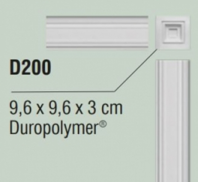 Кутовий декоративний елемент D200 9,6х9,6х3 см, дюрополімер