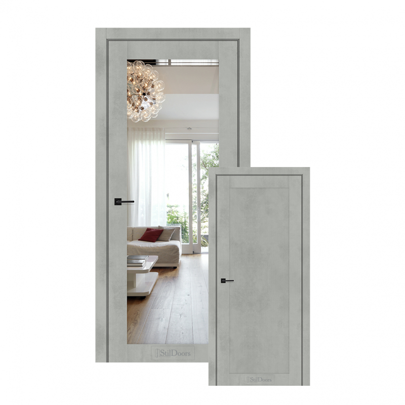 Міжкімнатні двері Stildoors ВЕРМОНТ Дзеркало/Глухі 400 Бетон Тефра Solara
