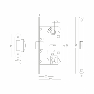 Механізм під WC для міжкімнатних дверей MVM P-2056 AB Колір: стара бронза Язичок: пластиковий