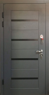 Двері вхідні Portala Тріо Глазго 2 (Екобонд) Антрацит - Дуб крафт білий 950*2040 мм Праві