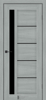 Міжкімнатні двері KFD Гранд 600 мм NEW Альба Пепельна (PVC) скло Чорне