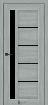 Міжкімнатні двері KFD Гранд 800 мм NEW Альба Пепельна (PVC) скло Чорне