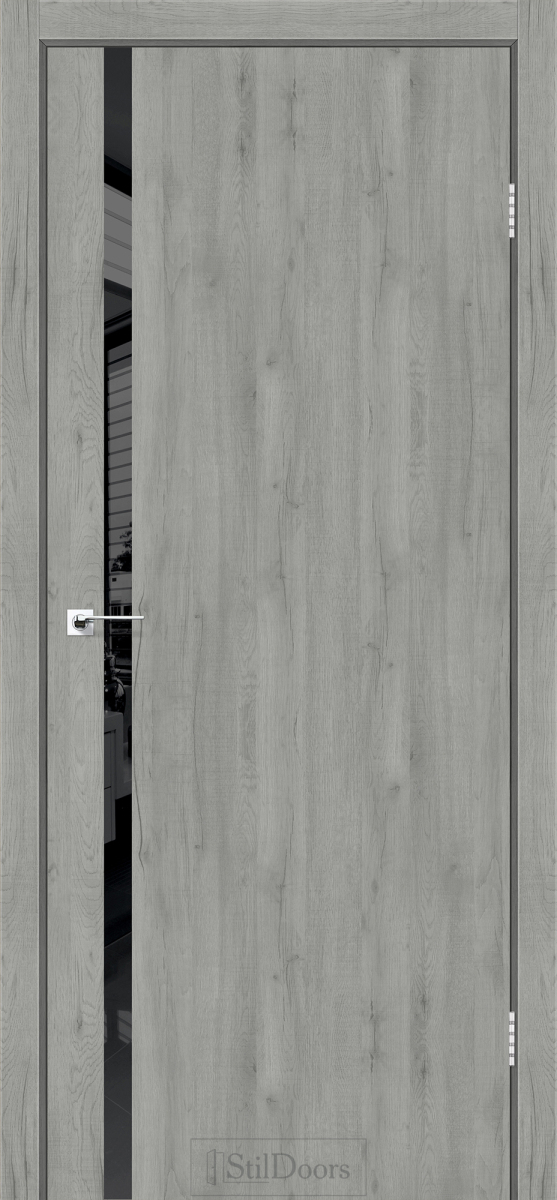 Міжкімнатні двері Stildoors Loft Лофт Гласс 700 Дуб Платина, чорний матовий торець