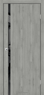 Міжкімнатні двері Stildoors Loft Лофт Гласс 800 Дуб Платина, чорний матовий торець