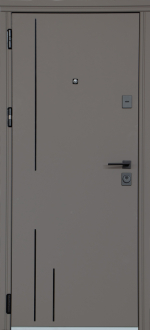 Вхідні двері Еліас 531.1 860 Права МДФ/МДФ в декорі: Софт темно-сірий сатин/Олово супермат
