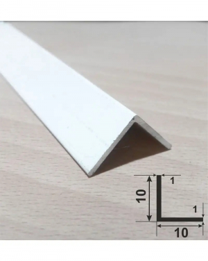 Кут алюмінієвий 10*10 мм. Білий рівносторонній, фарбований 3м.