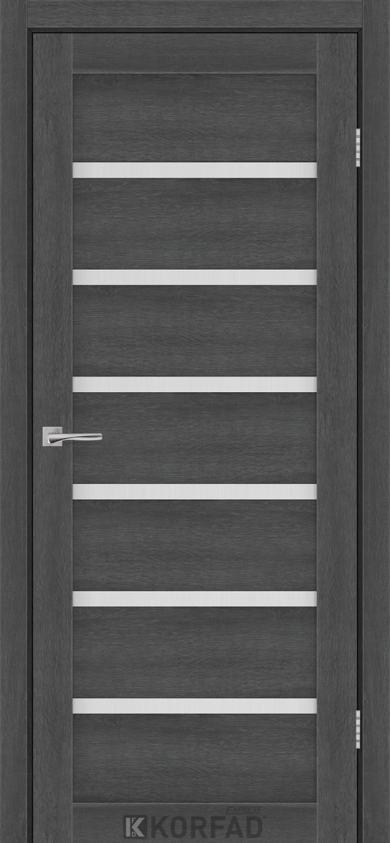 Міжкімнатні двері Korfad Express Делмонт 38мм Ясен Граніт скло сатін 600