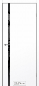 Міжкімнатні двері Stildoors Loft Лофт Гласс 400 Білий Мат (ПП), чорний матовий торець