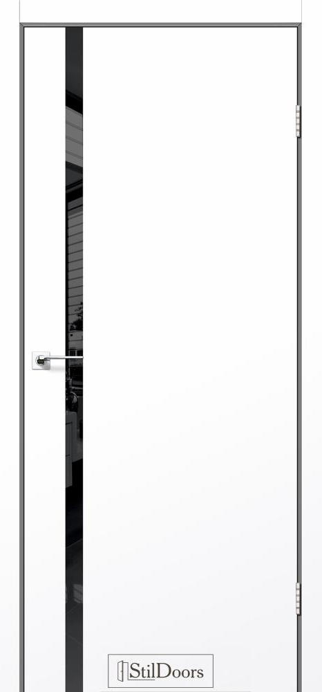 Міжкімнатні двері Stildoors Loft Лофт Гласс 900 Білий Мат (ПП), чорний матовий торець