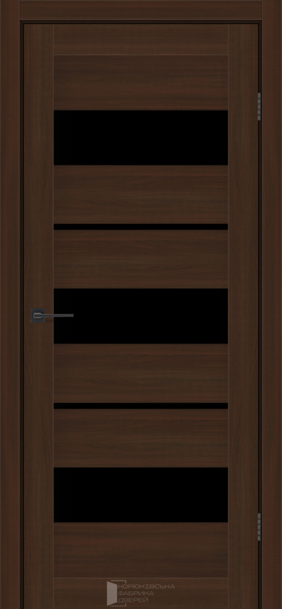 Міжкімнатні двері KFD Sonata Флора Шимо Шоколад 600 мм Скло чорне