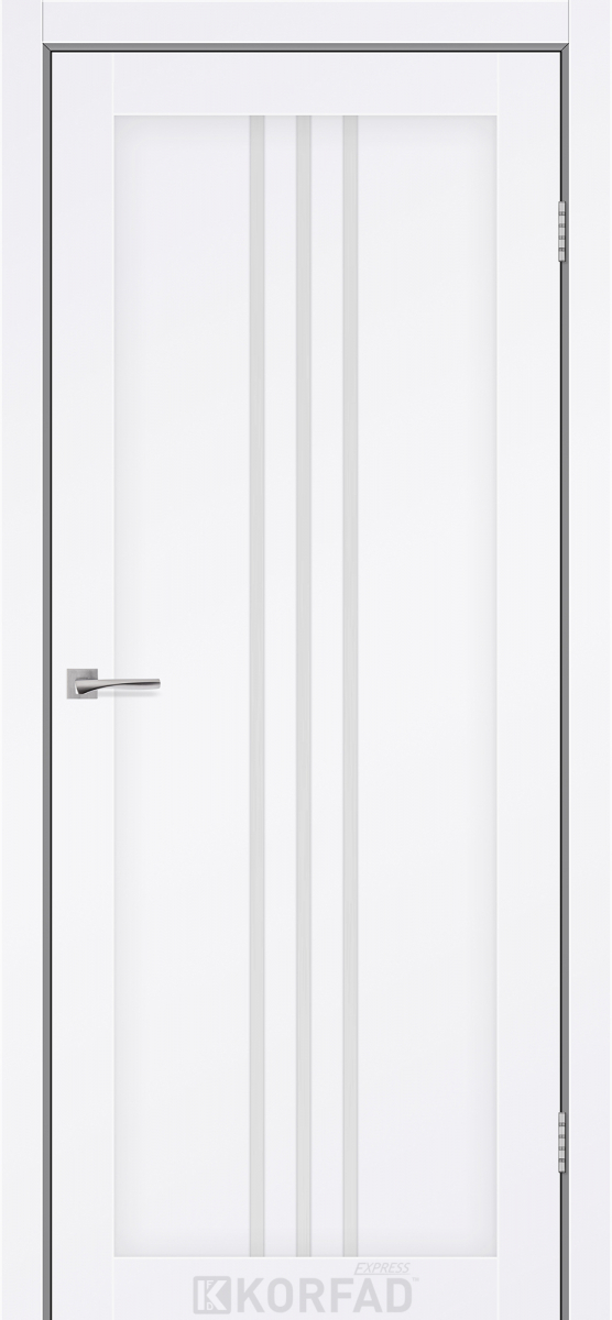Міжкімнатні двері Korfad Express Стілтон 38мм Білий Мат Кристал скло сатін 600
