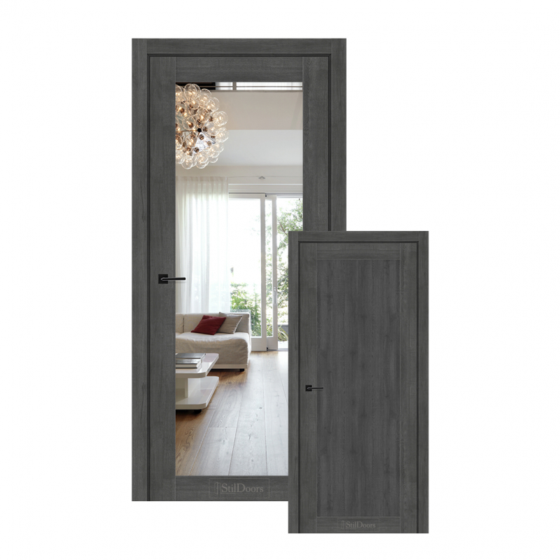Міжкімнатні двері Stildoors ВЕРМОНТ Дзеркало/Глухі 400 Дуб Смокі Solara