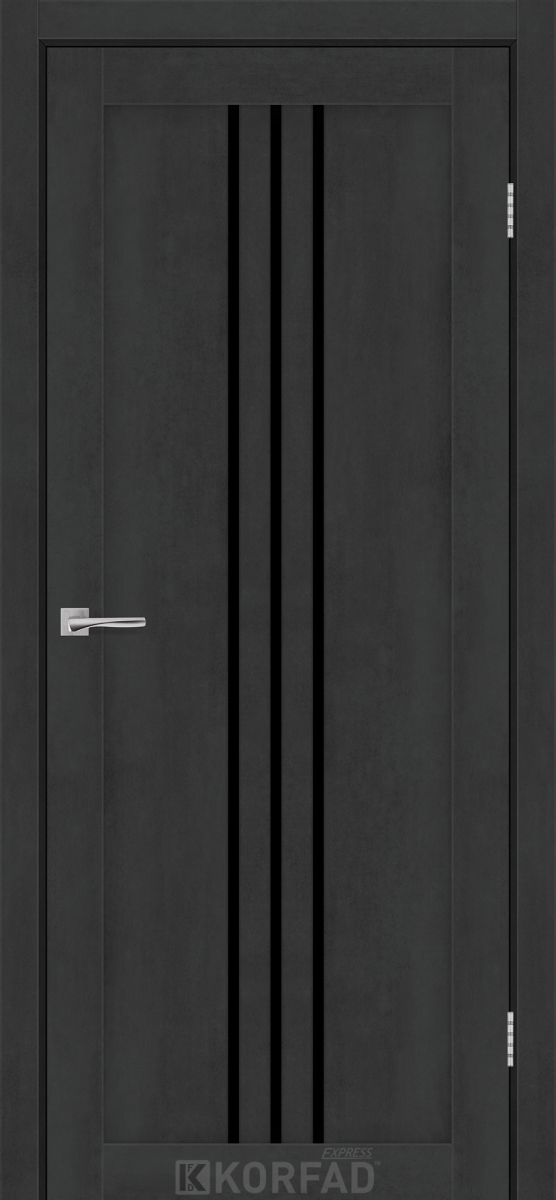Міжкімнатні двері Korfad Express Стілтон 38мм Бетон Графіт скло чорне 600