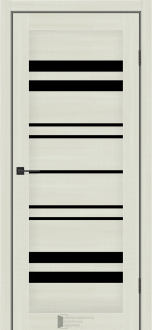 Міжкімнатні двері KFD Sonata Комфорт Шимо Ваніль 600 мм Скло чорне