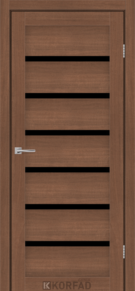 Міжкімнатні двері Korfad Express Делмонт 38мм Вільха Гірська скло чорне 600
