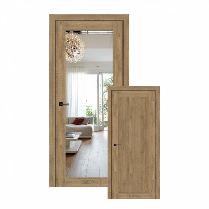 Міжкімнатні двері Stildoors ВЕРМОНТ Дзеркало/Глухі 700 Дуб Крафт Solara