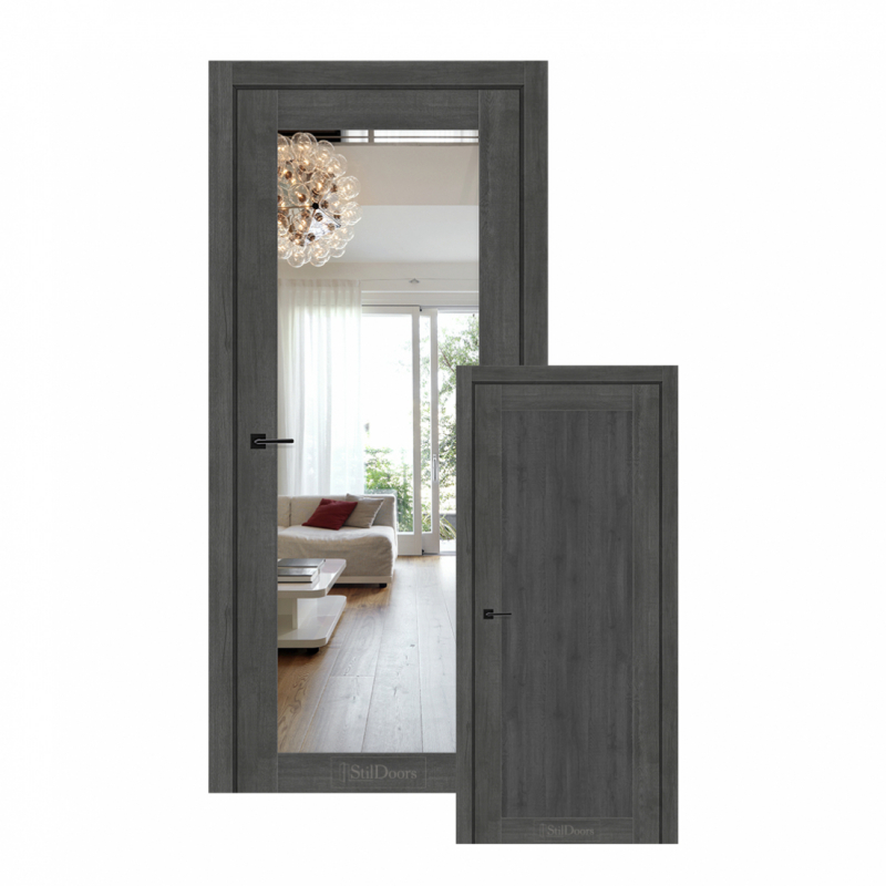 Міжкімнатні двері Stildoors ВЕРМОНТ Дзеркало/Глухі 700 Дуб Смокі Solara