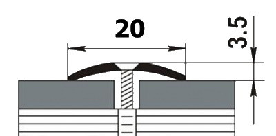 Алюмінієвий поріжок стикувальний АП 001 срібло 2.7м, довжина 20 мм