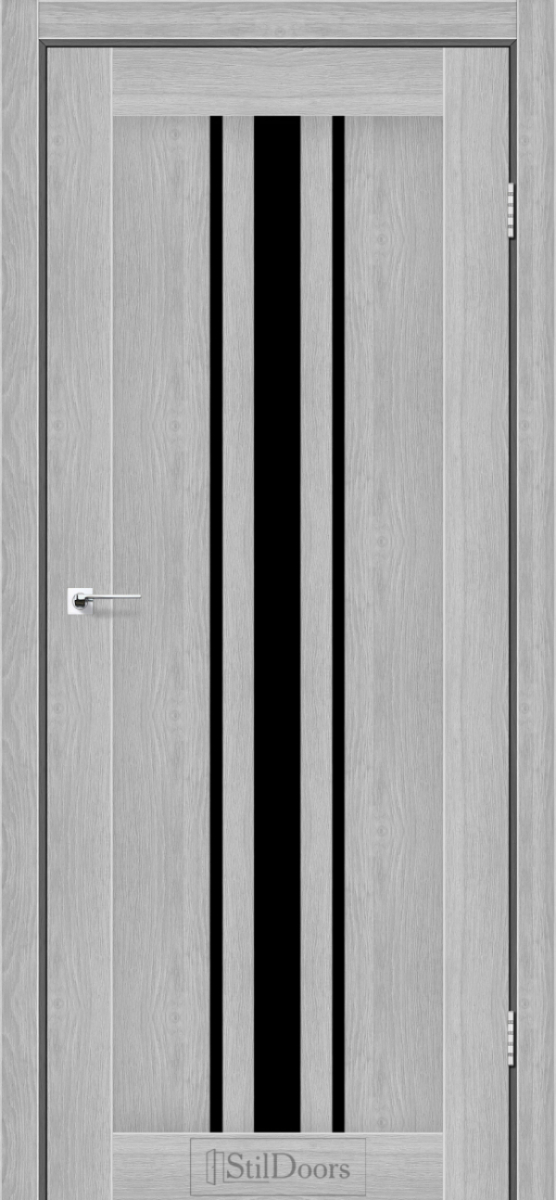 Міжкімнатні двері Stildoors Stil Арізона Дуб Сріблястий скло Чорне 800 мм Стіл
