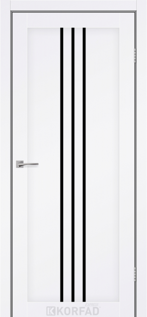 Міжкімнатні двері Korfad Express Стілтон 38мм Білий Мат Кристал скло чорне 800