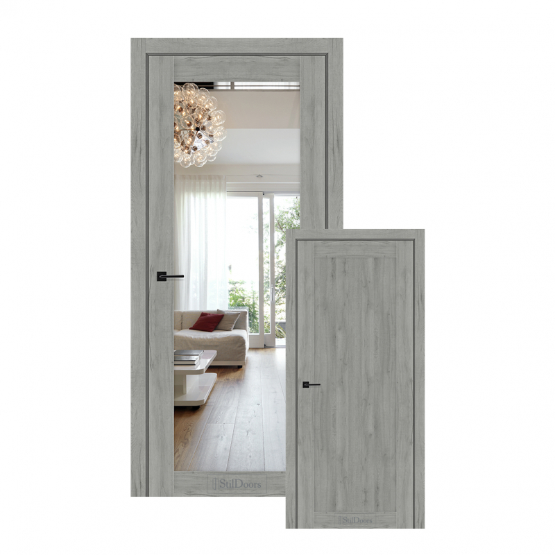 Міжкімнатні двері Stildoors ВЕРМОНТ Дзеркало/Глухі 400 Дуб Платина Solara