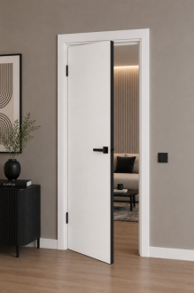 Міжкімнатні двері Stildoors Simpli-Loft Сімплі Лофт 01 800 Білий супермат (РР) чорний матовий торець