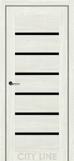 Міжкімнатні двері City Line Express ОSCAR 600 Лівара Дуб Ангора скло чорне