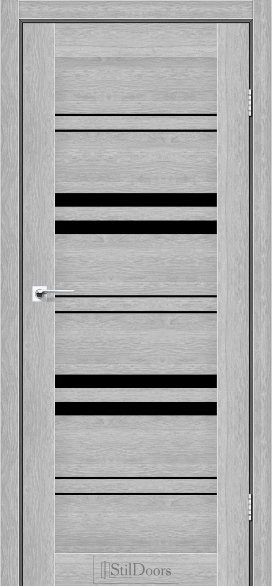 Міжкімнатні двері Stildoors Stil Словенія Дуб Сріблястий скло Чорне 800 мм Стіл
