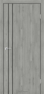 Міжкімнатні двері Stildoors Loft Лофт Лайн 600 Дуб Платина, чорний матовий торець