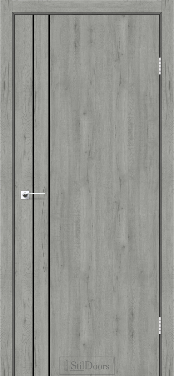 Міжкімнатні двері Stildoors Loft Лофт Лайн 700 Дуб Платина, чорний матовий торець