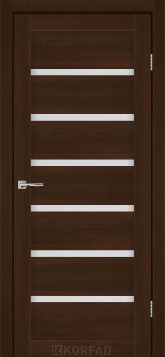 Міжкімнатні двері Korfad Express Делмонт 38мм Каштан Бурбон скло сатін 900