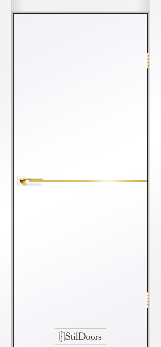 Міжкімнатні двері Stildoors Loft Лофт Алюміній 700 Білий Мат (ПП), молдинг золотий, звичайний торець