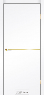 Міжкімнатні двері Stildoors Loft Лофт Алюміній 800 Білий Мат (ПП), молдинг золотий, алюмінієвий торець