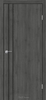 Міжкімнатні двері Stildoors Loft Лофт Лайн 600 Дуб Смокі, чорний матовий торець